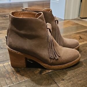 UGG Taupe Suede Ankle Boots with Tassels